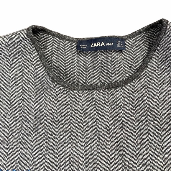 {Zara} knit zig zag top black short sleeve - Picture 4 of 4